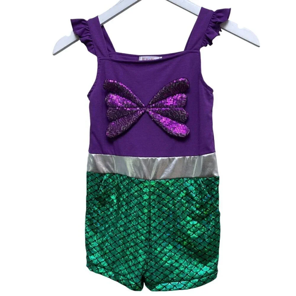 Mermaid Princess Halloween Costume Little Girls 5/6 by Lily Tots Romper Shorts